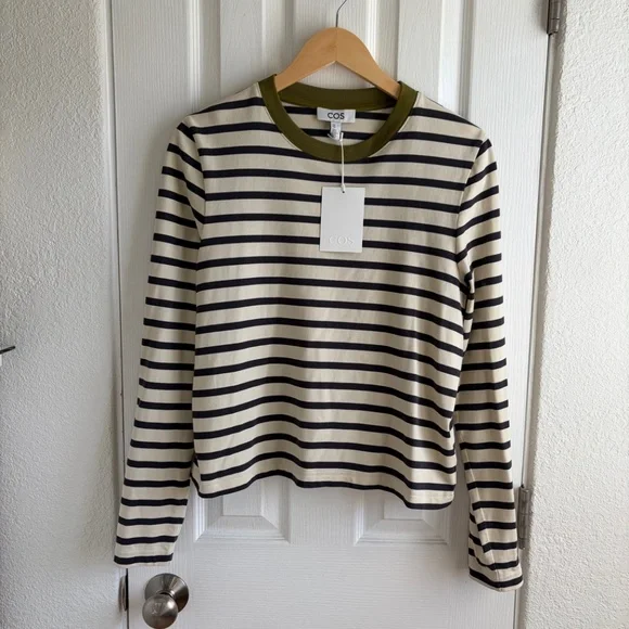 NWT COS The Clean-Cut Stripe Long Sleeve Cotton T-Shirt - Picture 2 of 6